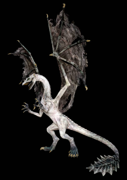 istock 3D illustration fantasy dragon on black 1285281143