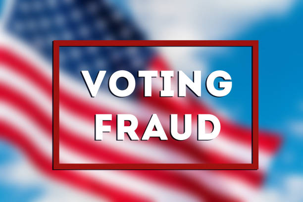 istock Voting fraud. American flag waving in the wind 1285281365