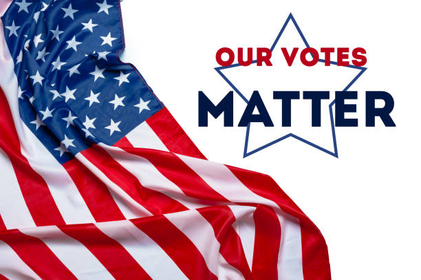istock USA flag and Our votes matter sign 1285282679
