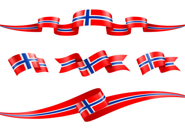 Norway Flag Ribbon Set - Vector Stock Illustration Norway Flag Ribbon Set - Vector Stock Illustration norwegian flag stock illustrations