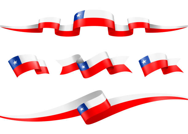 Chile Flag Ribbon Set - Vector Stock Illustration Chile Flag Ribbon Set - Vector Stock Illustration flag of chile stock illustrations