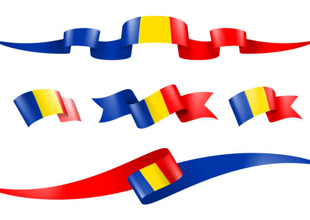 illustrations, cliparts, dessins animés et icônes de ensemble de rubans de drapeau de roumanie - illustration de stock vectoriel - romania