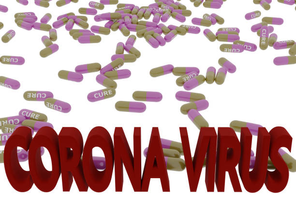 istock Corona virus spelled in 3D and pills with the writing “cure” strewn around the writing. 1285286708