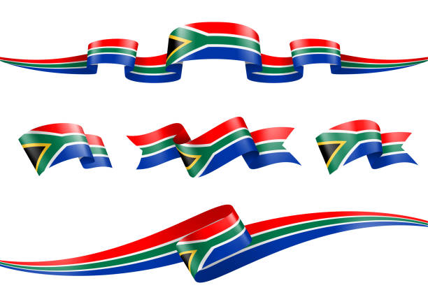 südafrika flagge band set - vektor stock illustration - south africa flag africa south african flag stock-grafiken, -clipart, -cartoons und -symbole