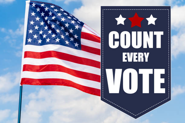 istock Count every vote sign and USA Flag as Background 1285287981