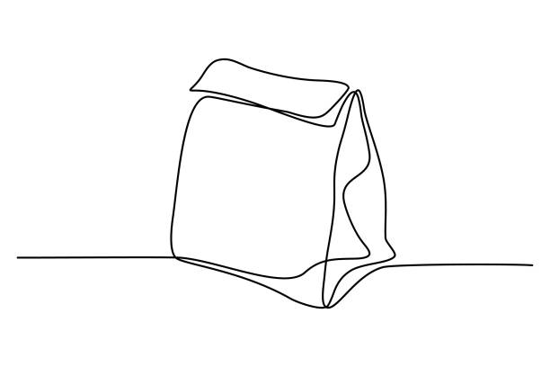 сложенный бумажный пакет - lunch box illustrations stock illustrations