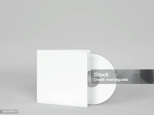 Blank Compact Cd With Cover Mockup Stock Photo - Download Image Now - Compact Disc, Backgrounds, Label