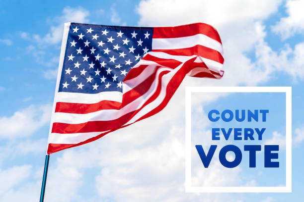 istock Count every vote sign and USA Flag as Background 1285291812