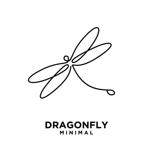 ilustrações de stock, clip art, desenhos animados e ícones de simple luxury beautiful dragonfly line logo icon design illustration flat design isolated background - summer backgrounds line art butterfly