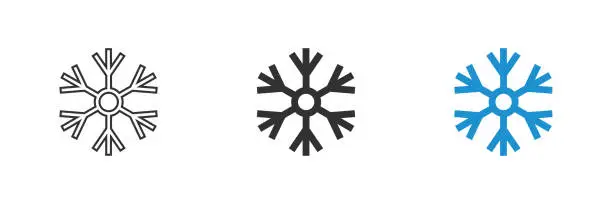 Vector illustration of Snowflake Christmas icon. Line art set on white backdrop. Vector vinter and cold sign