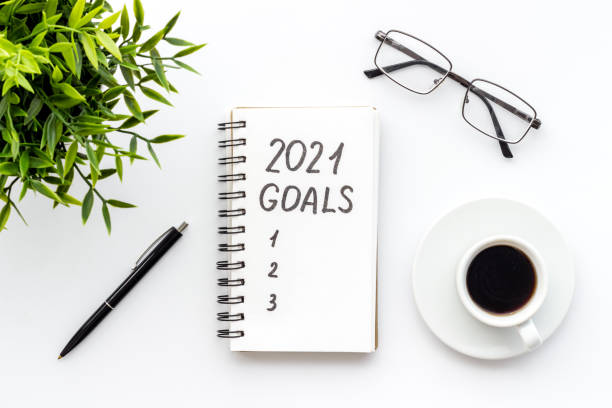 istock New year goals and plan concept, top view. Flat lay 1285294800