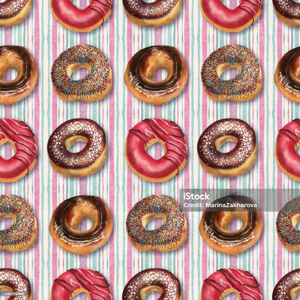 Patterned Donuts Donuts Stock Illustration - Download Image Now - Baked Pastry Item ...