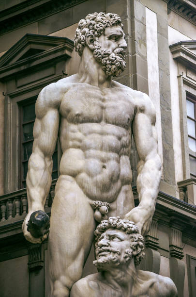 Magnificent Hercules sculpture in city center square in Florence stock photo