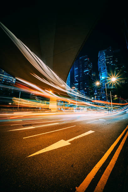 istock Traffic trails in Financial District 1285302061