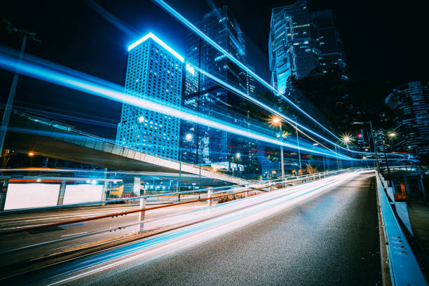 istock Traffic trails in Financial District 1285303145