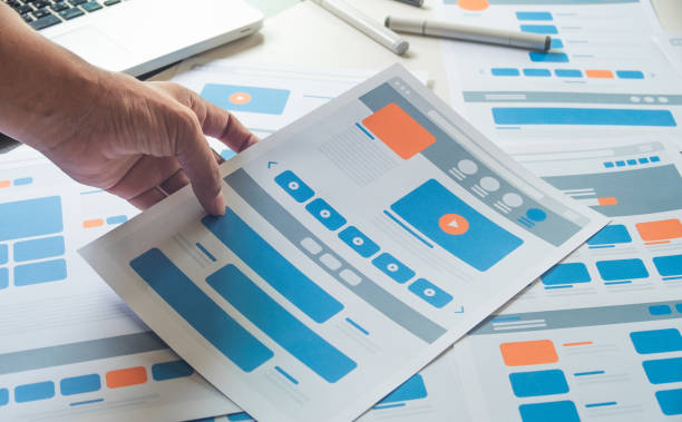 Website designer Creative planning application developer development draft sketch drawing template layout prototype framework wireframe design studio . User experience concept . diseñador de sitios web diseñador de aplicaciones de planificación creativa desarrollo de aplicaciones desarrollo de proyecto de dibujo de dibujo de diseño de plantilla de diseño de marco de estructura alámbrica studio . concepto de experiencia de us
