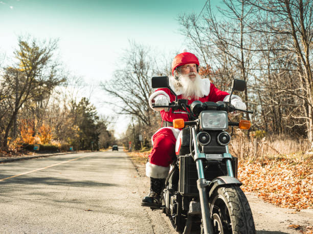 istock Santa Claus on motorbike 1285303740