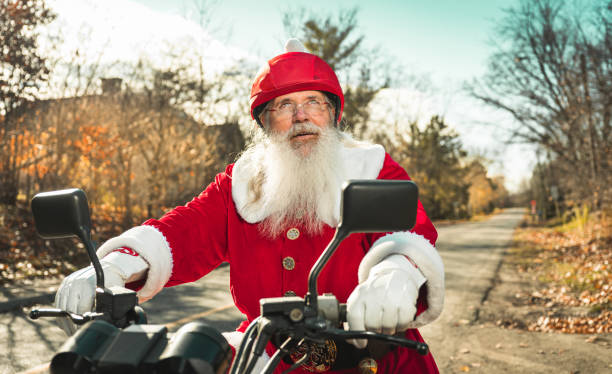 istock Santa Claus on motorbike 1285303876