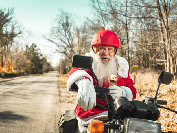 istock Santa Claus taking a break on the road 1285304610