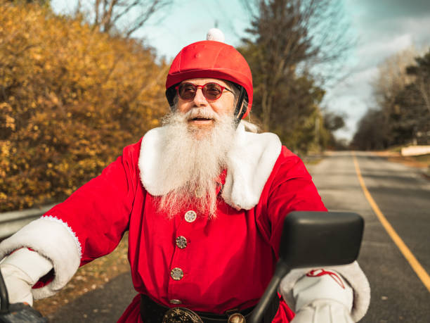 istock Santa Claus on motorbike 1285304801