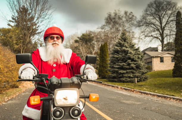 istock Santa Claus on motorbike 1285304833