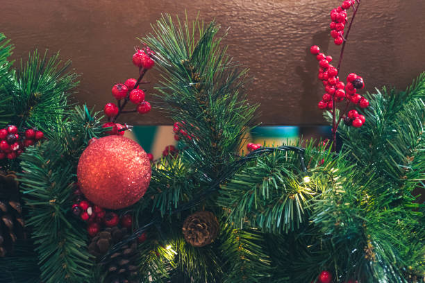 istock Beautiful Christmas tree with ornaments decoration 1285306689