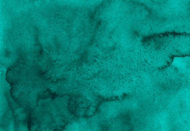 istock Watercolor deep sea green background texture. Aquarelle abstract emerald backdrop. Horizontal template. 1285307436