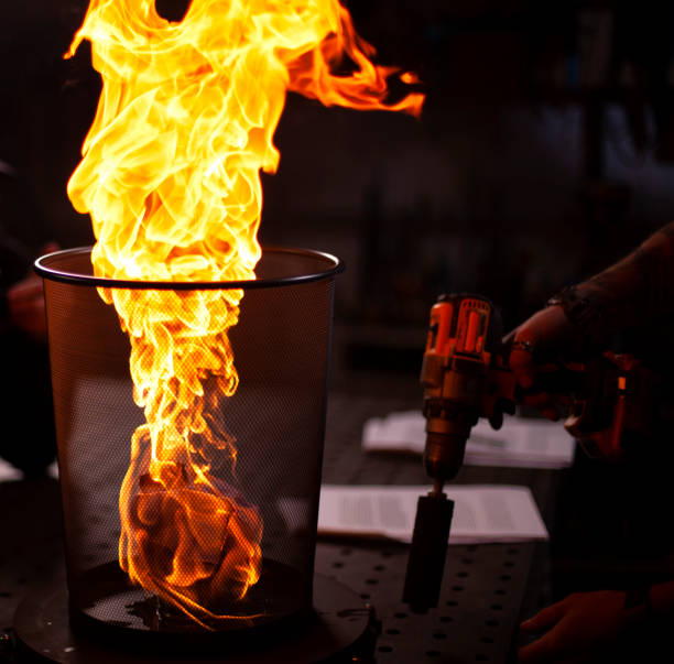 istock bursting fire from a gas burner from a gas cylinder. 1285308147