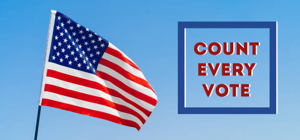 istock Count every vote sign and USA Flag as Background 1285309642