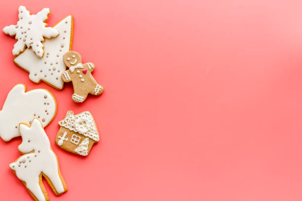 istock Top view of Christmas gingerbread cookies on kitchen table, top view 1285310261