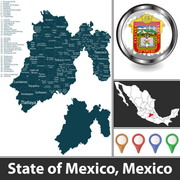 Ilustración de Estado De México y más Vectores Libres de Derechos de Mapa -  Mapa, Bandera, Asentamiento humano - iStock