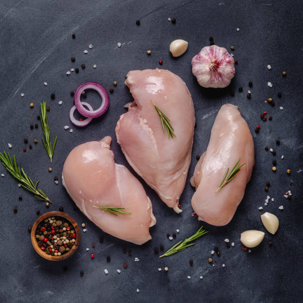 istock Raw chicken fillet with spices and herbs 1285310582