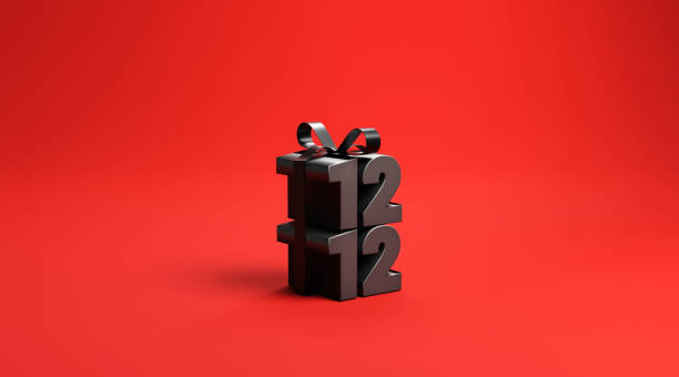 istock 12.12 Shopping day sale in gift box on red background, idea and creative, copy space. 1285312205