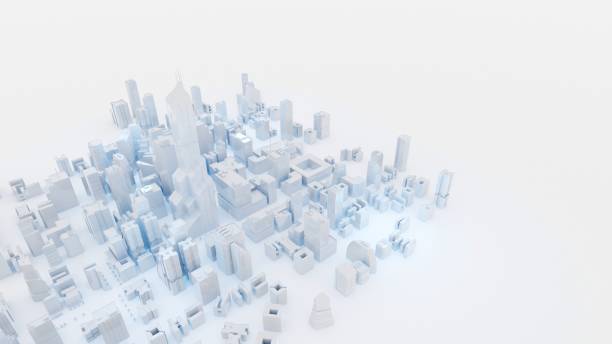 istock Modern, clean white city with white background. Digital 3D render. 1285313550