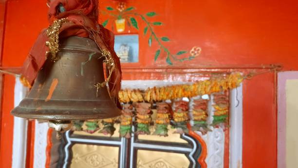 istock selective focus on brass bell in Hindu temple with copy space 1285314995
