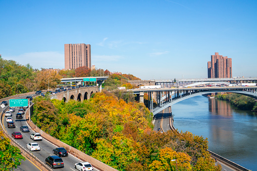 The Harrisburg, Pennsylvania skyline with the historic Market Street Bridge on the Susquehanna River