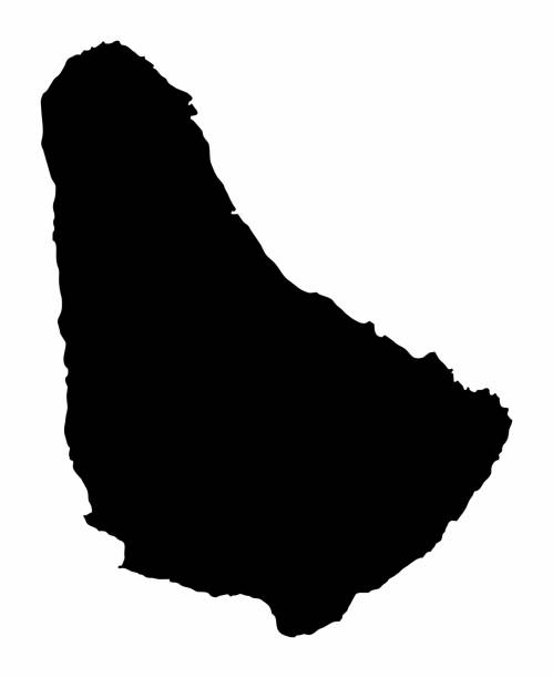 Barbados silhouette map The Barbados dark silhouette map isolated on white background barbados map stock illustrations
