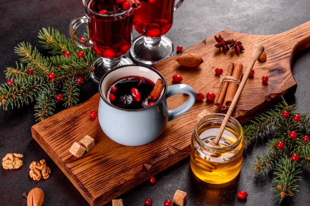 istock Hot mulled wine for winter and Christmas with various spices 1285319599