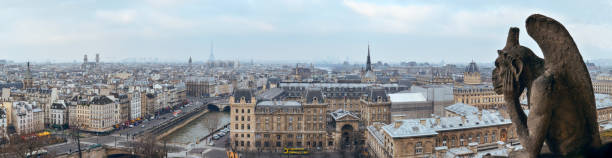 istock Panoramic view of Paris city from Notre Dame roof 1285319893