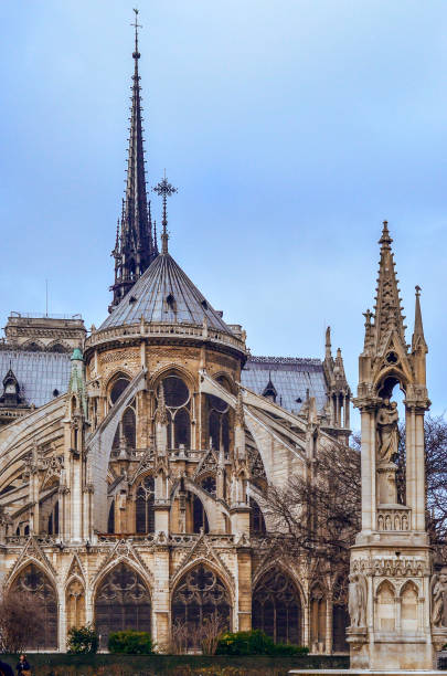 Paris, France - January 25, 2017: Crowd of people in Paris queueing to enter the Notre Dame Cathedral