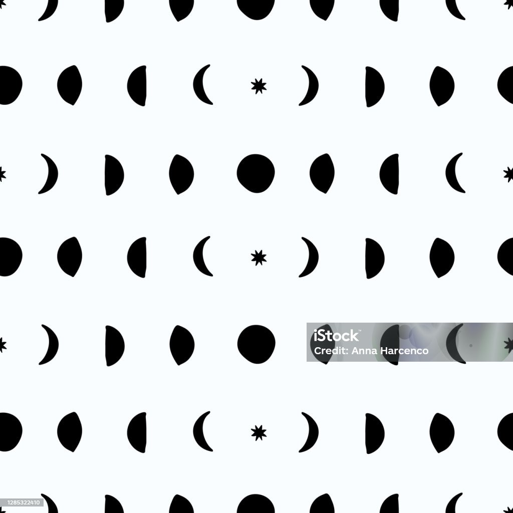 Moon Graph Patterns The Phases Of The Moon Astronomy Patterns Background In Boho Style ...