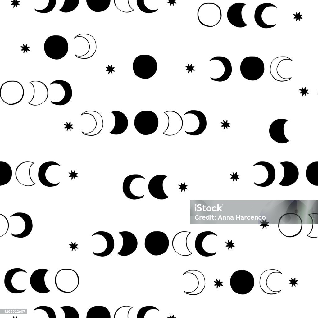 Simple Background Moon Pattern The Phases Of The Moon Astronomy Patterns Background In Boho Style ...
