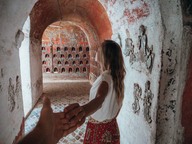 istock Couple hold hands to visit temple in Myanmar 1285322788