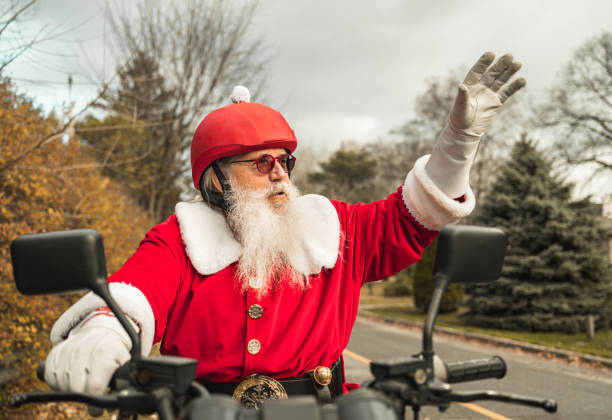 istock Santa Claus on motorbike 1285323651