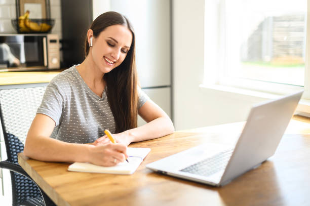 istock A young woman is studying online at home 1285327800