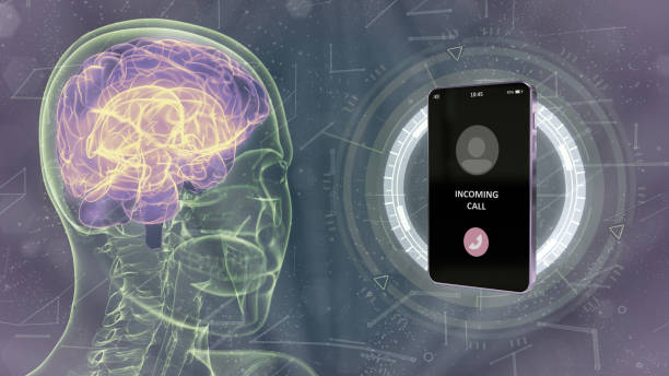 istock holo human head image with calling smartphone, brain danger by mobile communication concept - medical 3D illustration 1285330250
