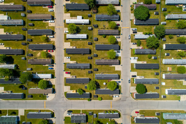 istock Aerial Overhead View of Trailer Park 1285334550