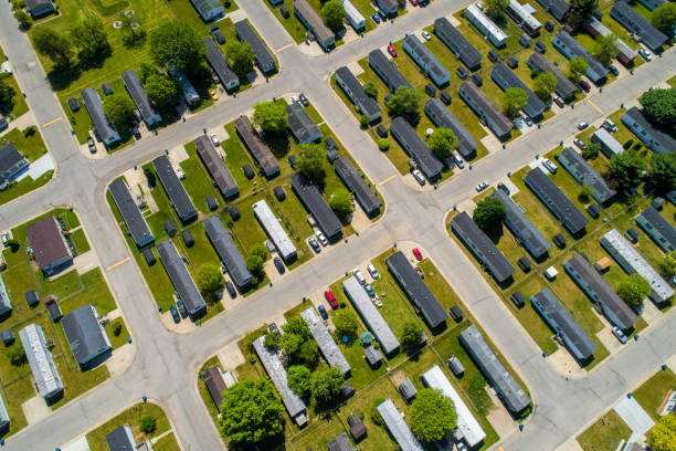 istock Aerial Overhead View of Trailer Park 1285334561