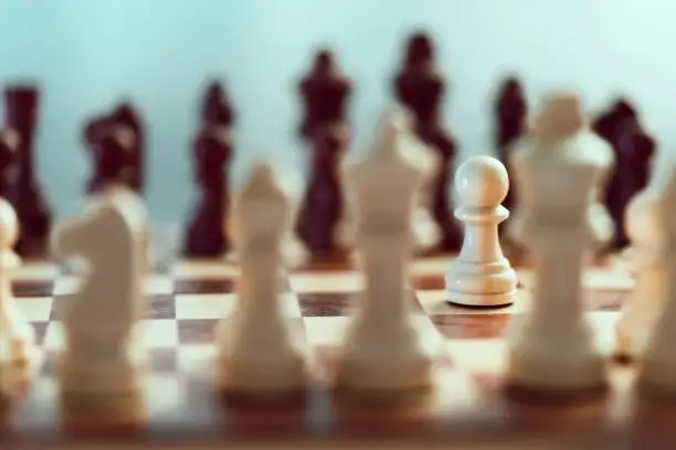 Stock photo of Chess game with the focus on pawn.