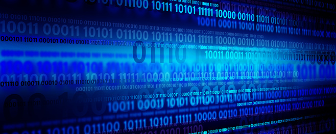 Data technology background. Big data visualization. Flow of data. Binary code. Background in a matrix style